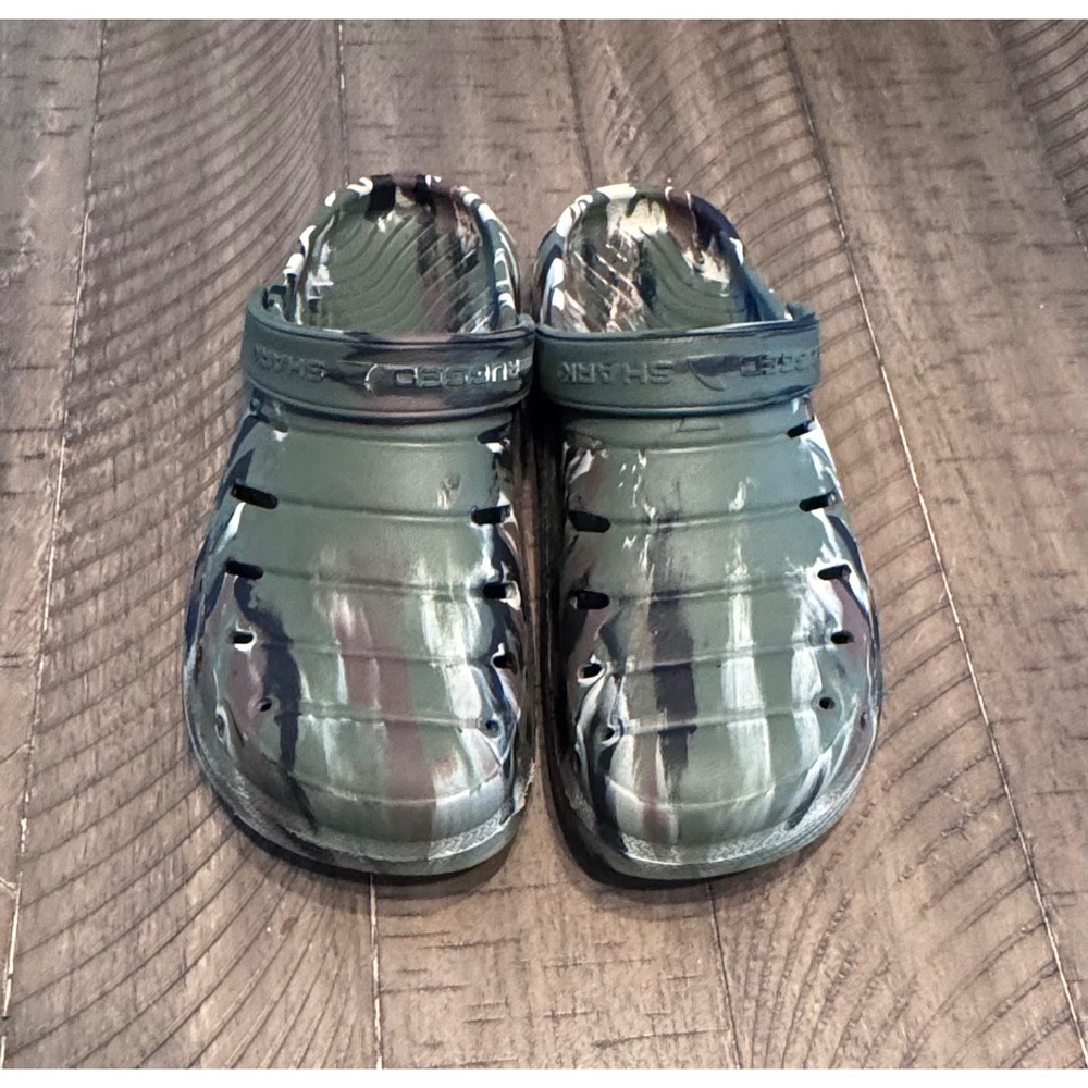 Rugged Shark Mens Camo Clogs Green Brown Camouflage Slip On Water Shoes Size 7